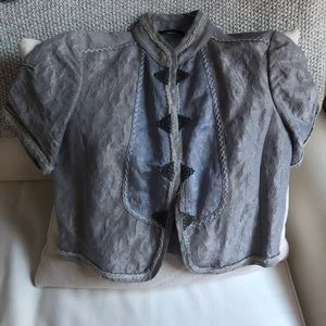 Tahari Sz. 2/4 Crop Kimono Silk Blazer